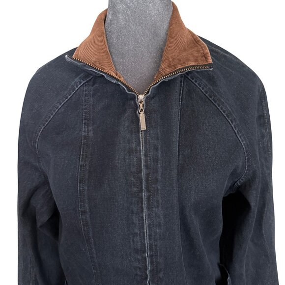 Womens F3111 Denim Jacket W/Brown Corduroy Collar Zip Front Medium Fit Casual Ou - Picture 2 of 6